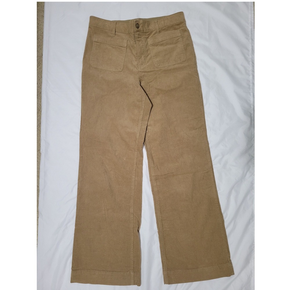 Draper James Womens Tan Corduroy Wide Leg Patch Pocket Pants Size 14 5199TGAS3D1